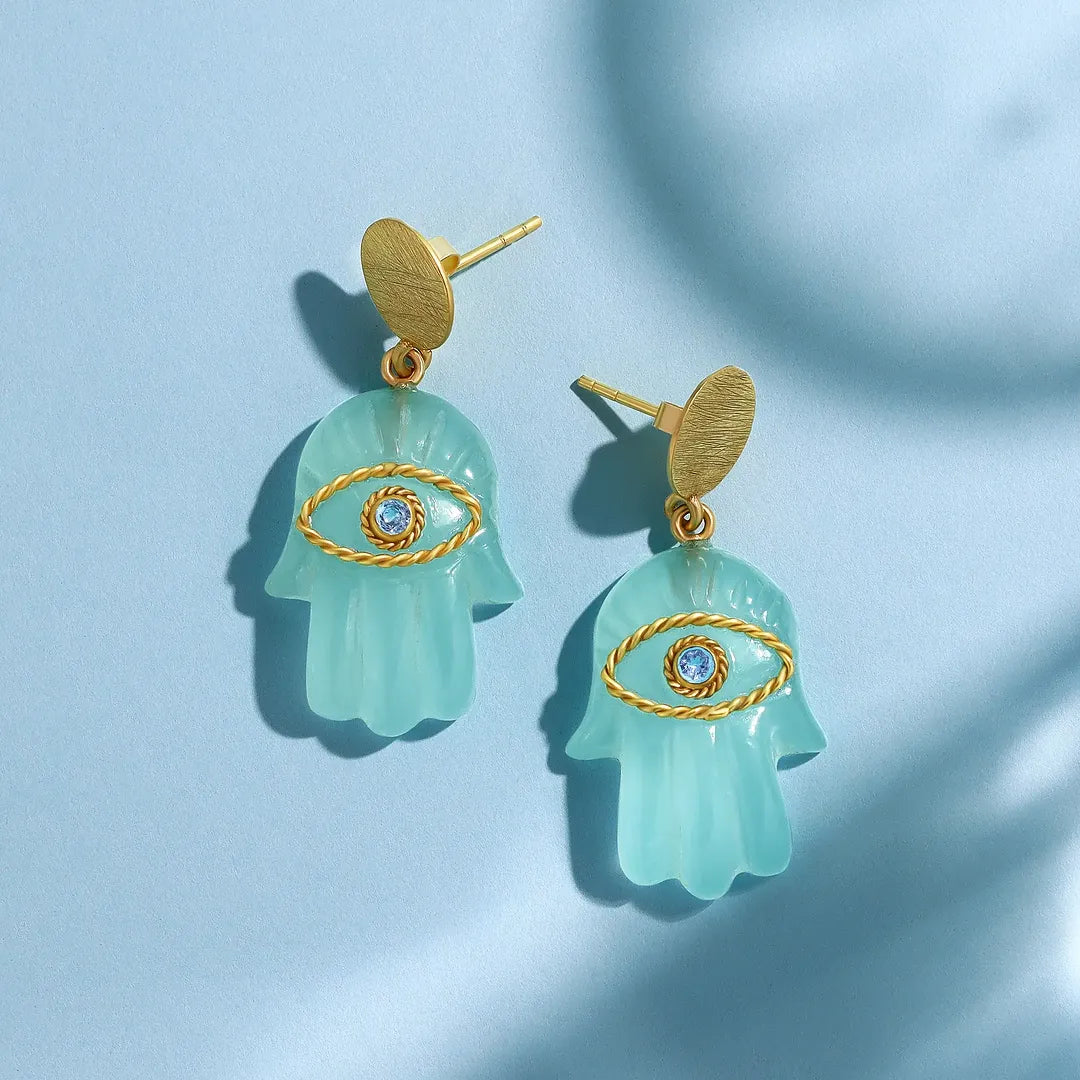 Skyward Grace Hamsa Dangle Earrings