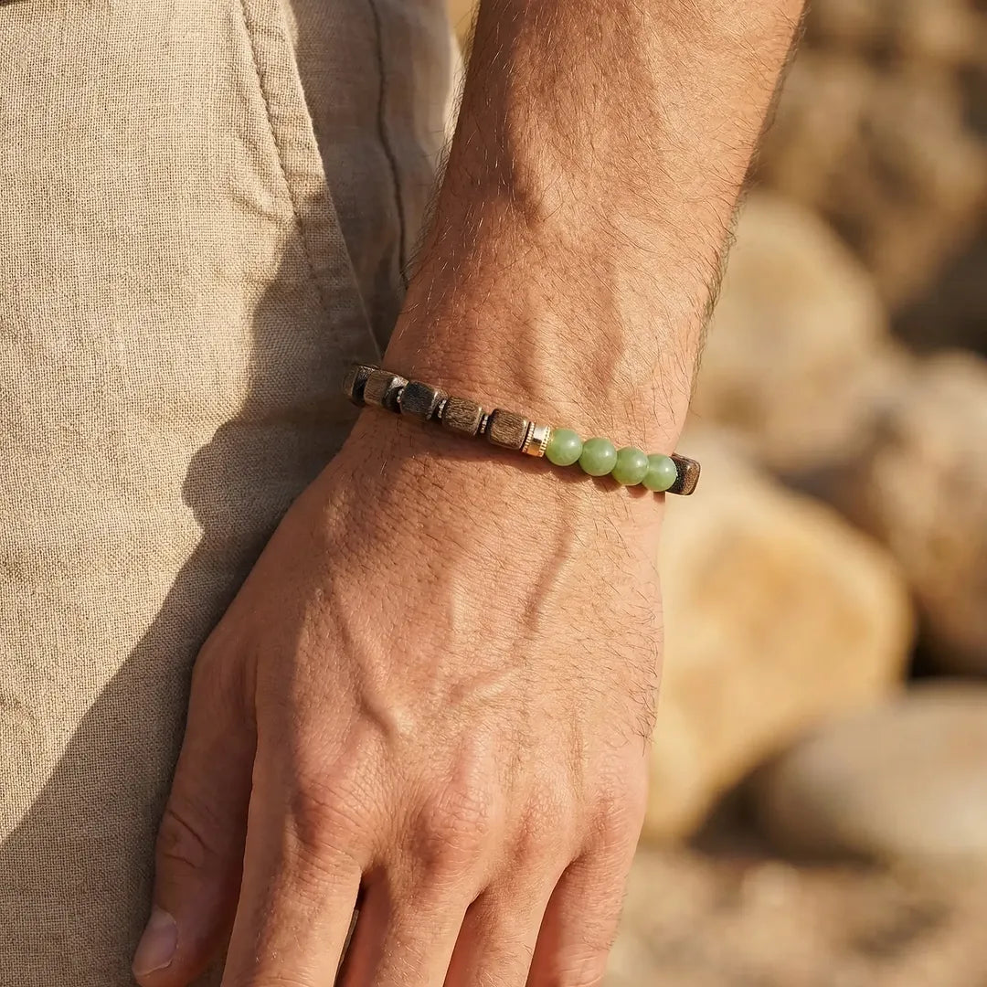 Quiet Resolve Agarwood & Jadeite Bracelet