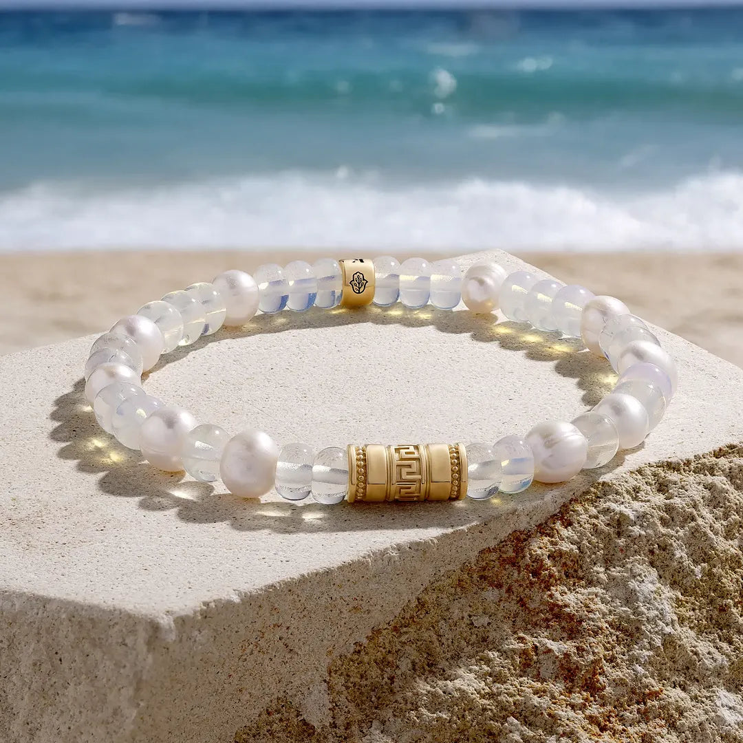 Endless Harmony Pearl Opal Greek Key Bracelet