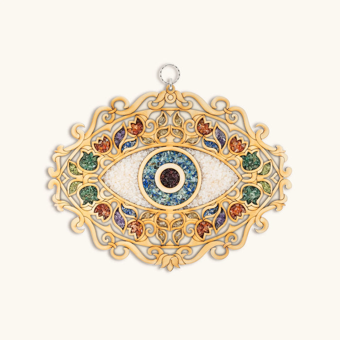 Benevolent Guardian Wooden Evil Eye Wall Blessing