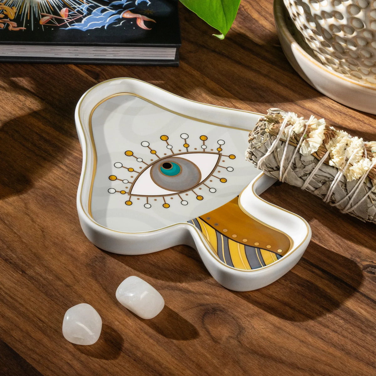 Blooming Inspiration White Mushroom Plate Sage Box