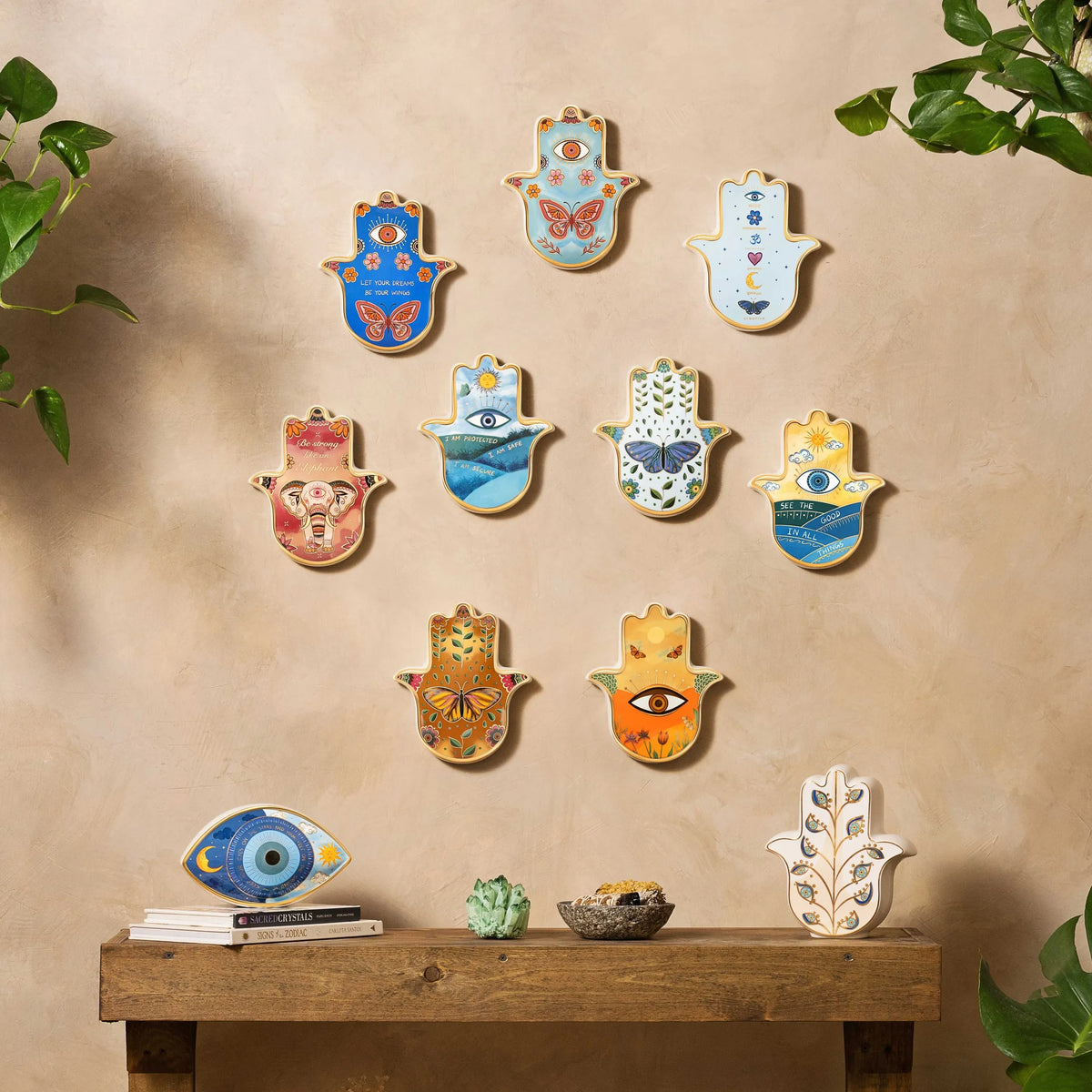 Illuminated Protection Hamsa Statue