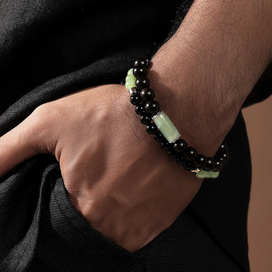 Empowered Path Onyx & Jade Symbol Bracelet