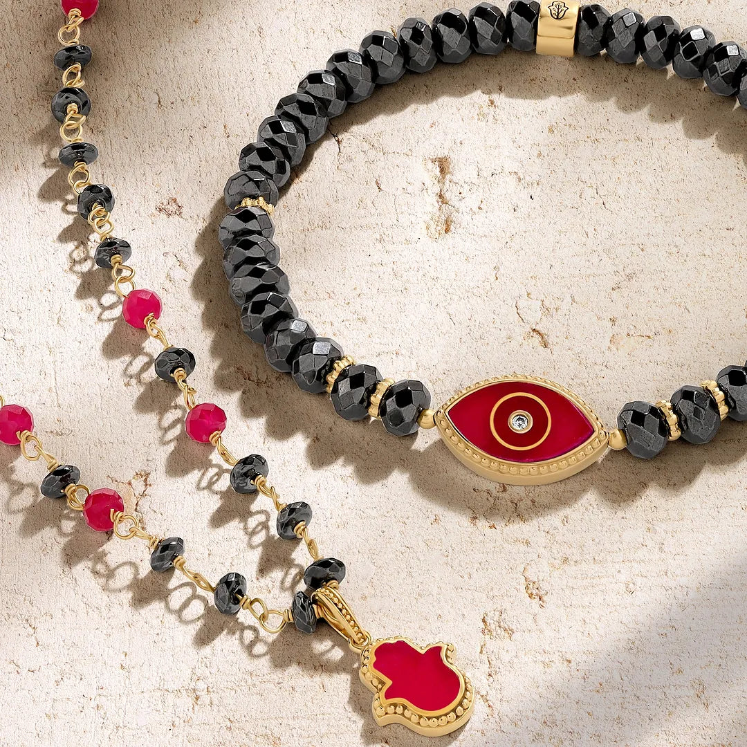 Guardian Flow Evil Eye Hematite & Guava Agate Bracelet