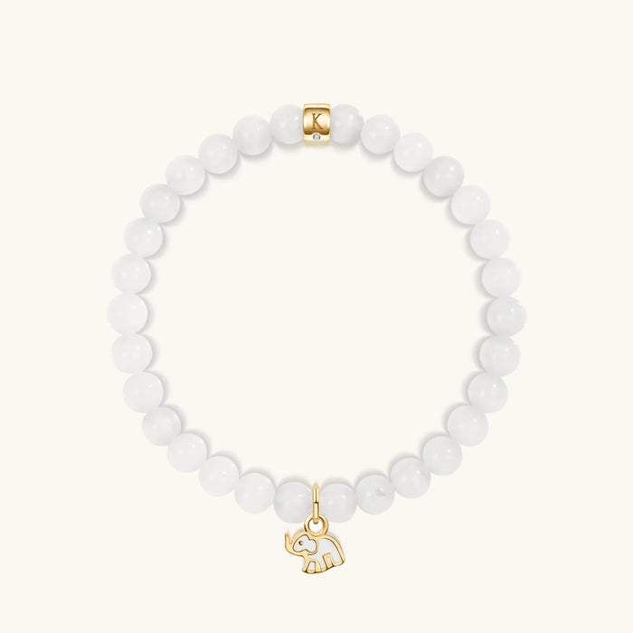 Kindness & Cooperation - White Jade Elephant Bracelet