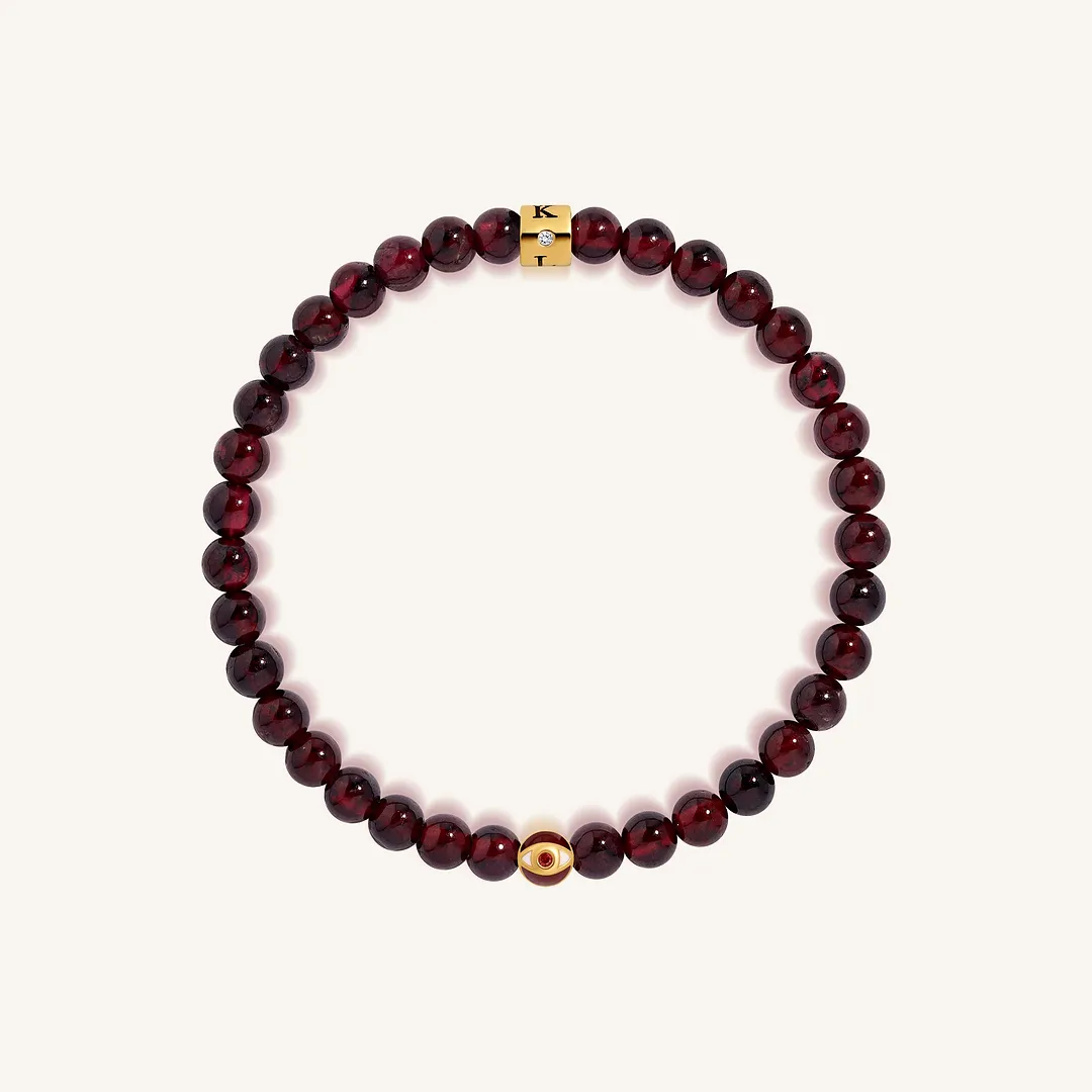 Bright Spirit Garnet January Birthstone Evil Eye Kid's Bracelet