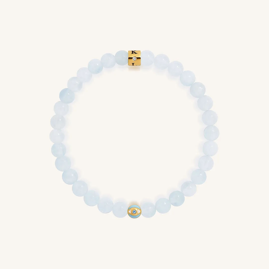Ocean Calm Aquamarine March Birthstone Evil Eye Kid's Bracelet