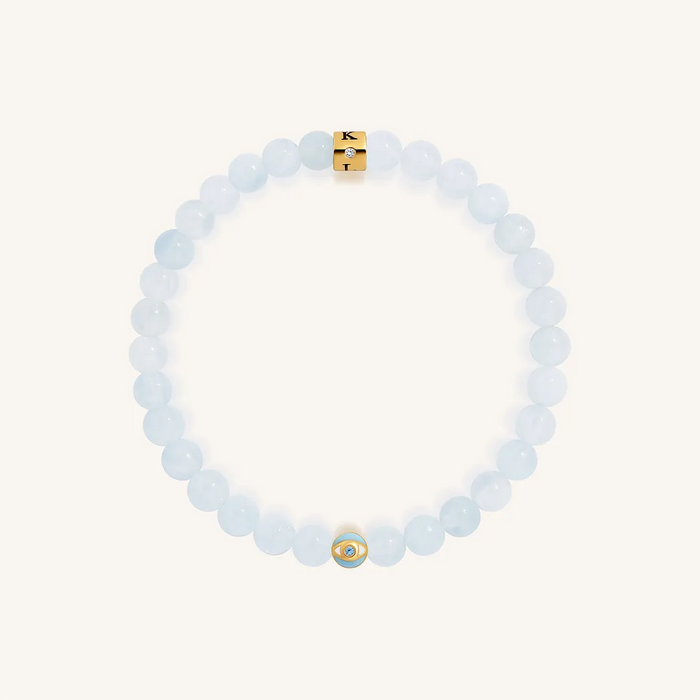 Ocean Calm Aquamarine March Birthstone Evil Eye Kid's Bracelet