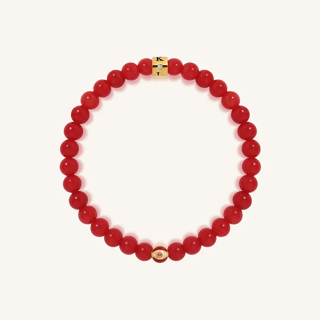 Radiant Spirit Ruby Agate July Birthstone Evil Eye Kid's Bracelet