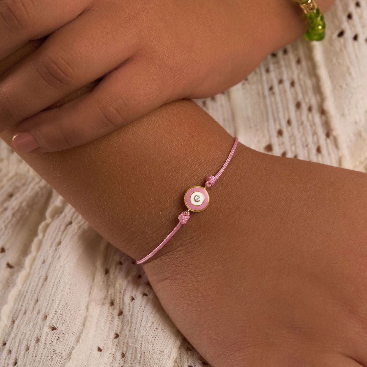 Precious Promise Pink String Evil Eye Kids Bracelet – image 2