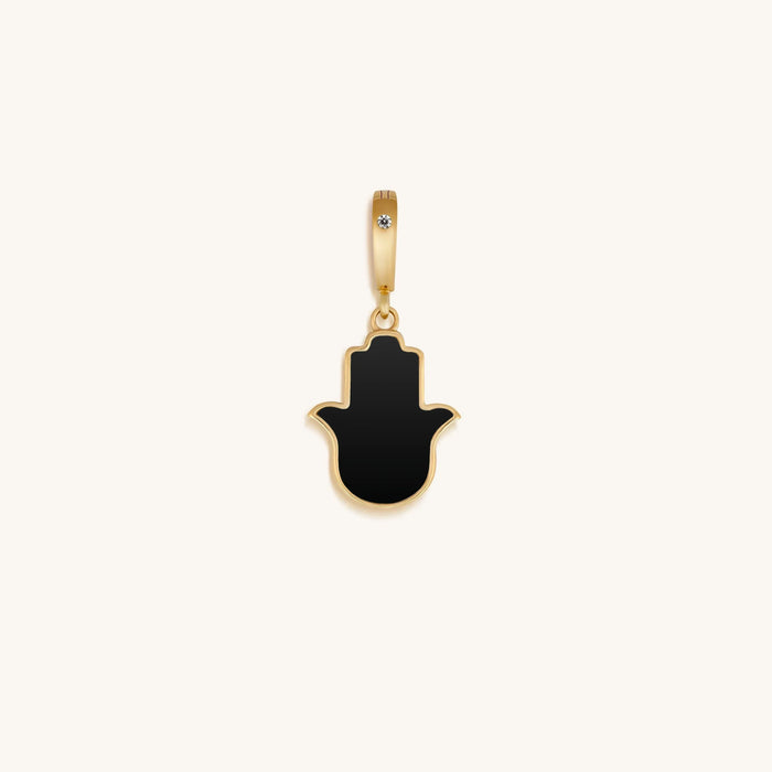 Sacred Timing Black Onyx Hamsa Engravable Charm