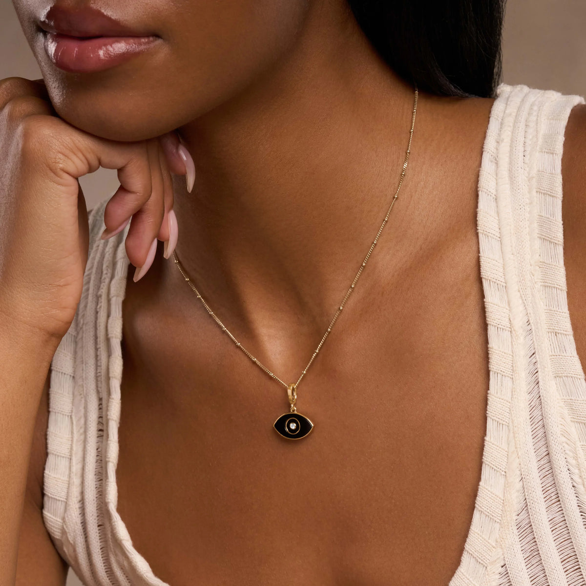 Spiritual Awareness Black Onyx Evil Eye Engravable Charm