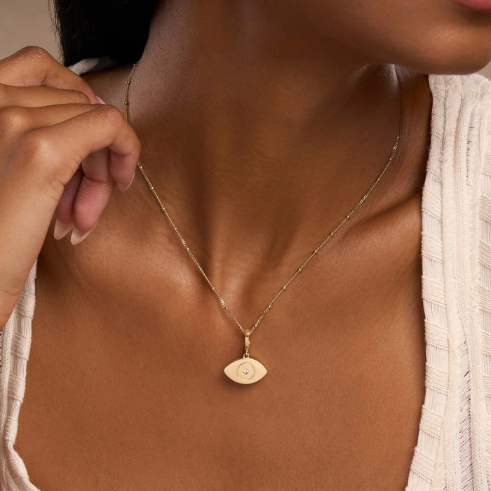 Prosperity Secured Gold Evil Eye Engravable Charm
