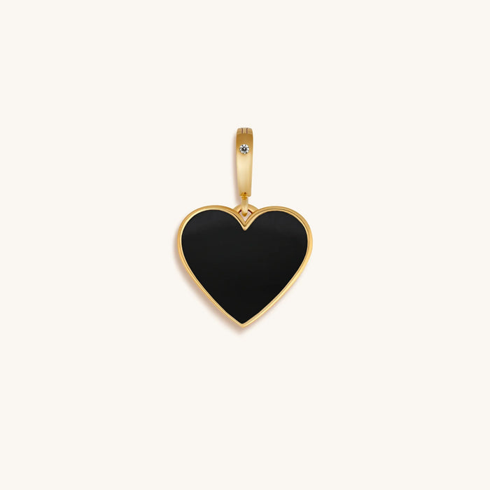 Peace and Stability Onyx Heart Engravable Charm
