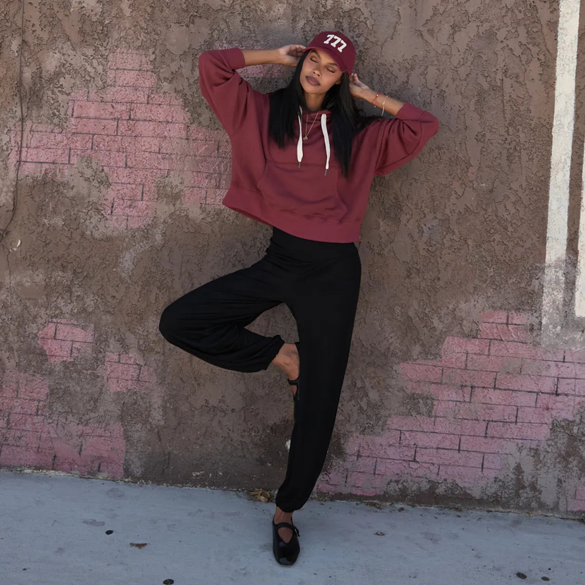 777 Olsen Burgundy Hooded Sweatshirt