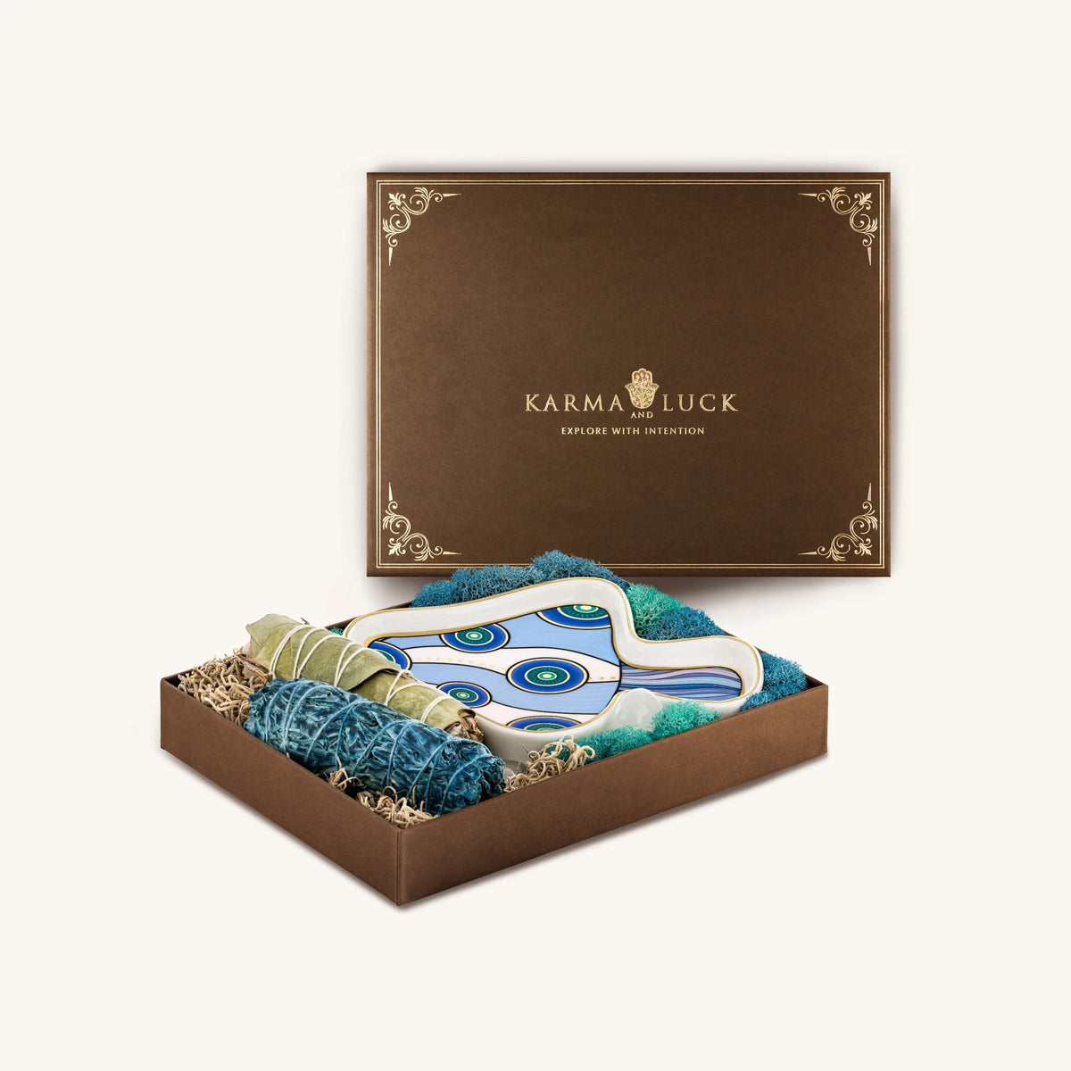 Peacefully Focused Blue Mushroom Eucalyptus and Nag Champa Sage Box