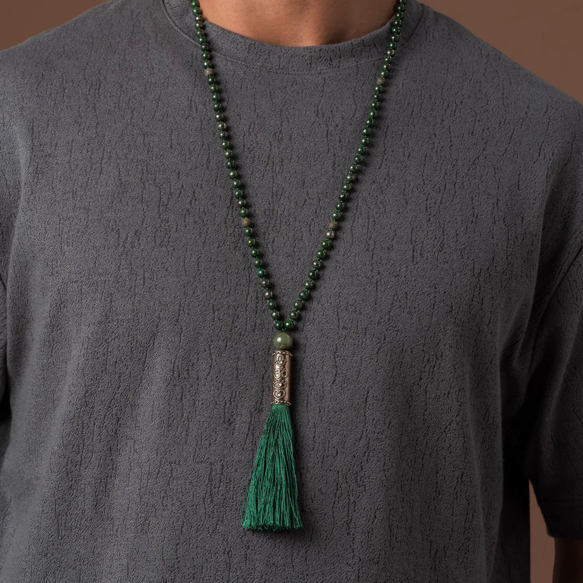 Successful Capture Green Pyrite and Jade Mala