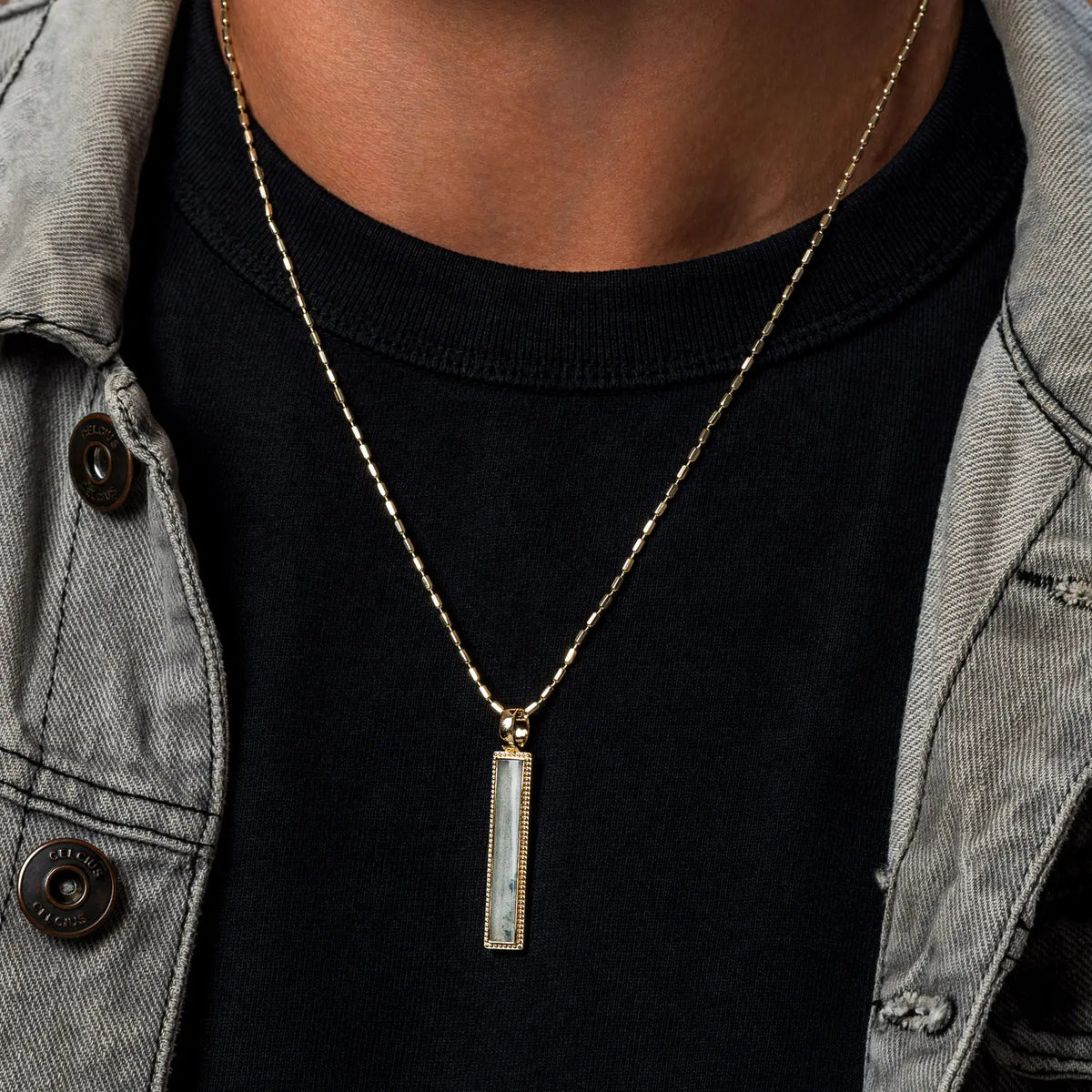 Mystic Terrain Labradorite Bar Pendant Necklace