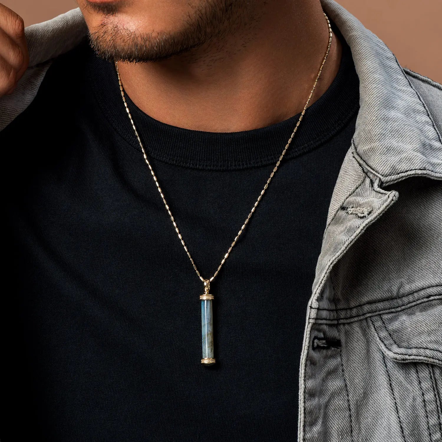 Shadow Horizon Labradorite Bar Necklace