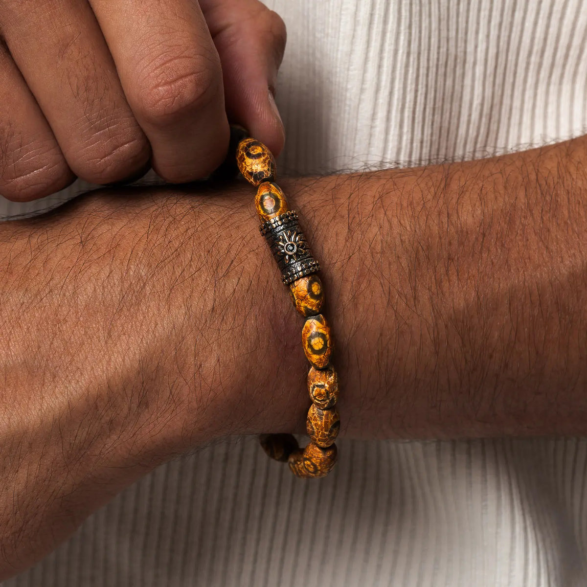 Balanced Energy Tibetan Brown Agate Sun Bracelet