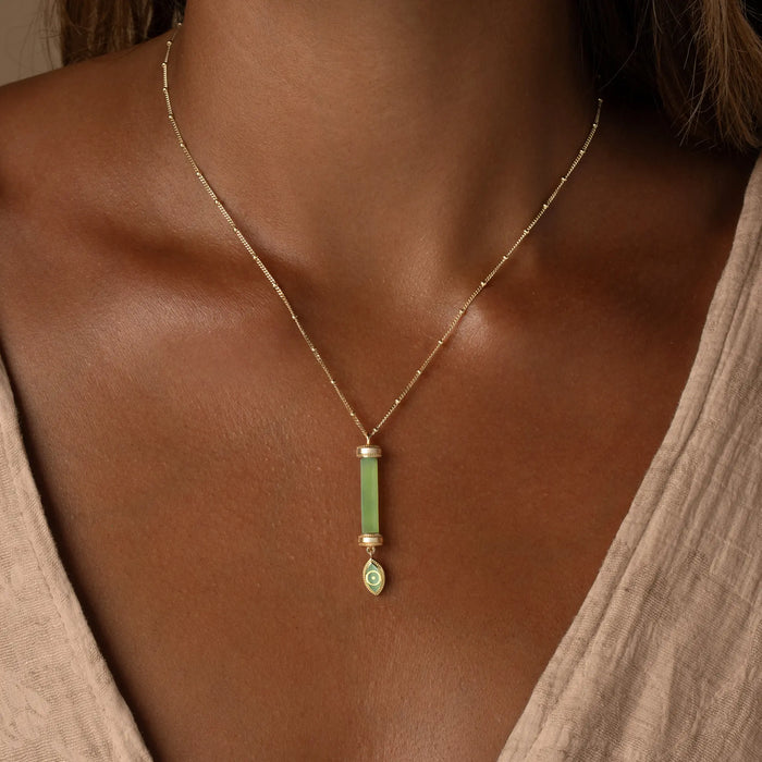 Guardian Spirit Jade Evil Eye Gold Necklace