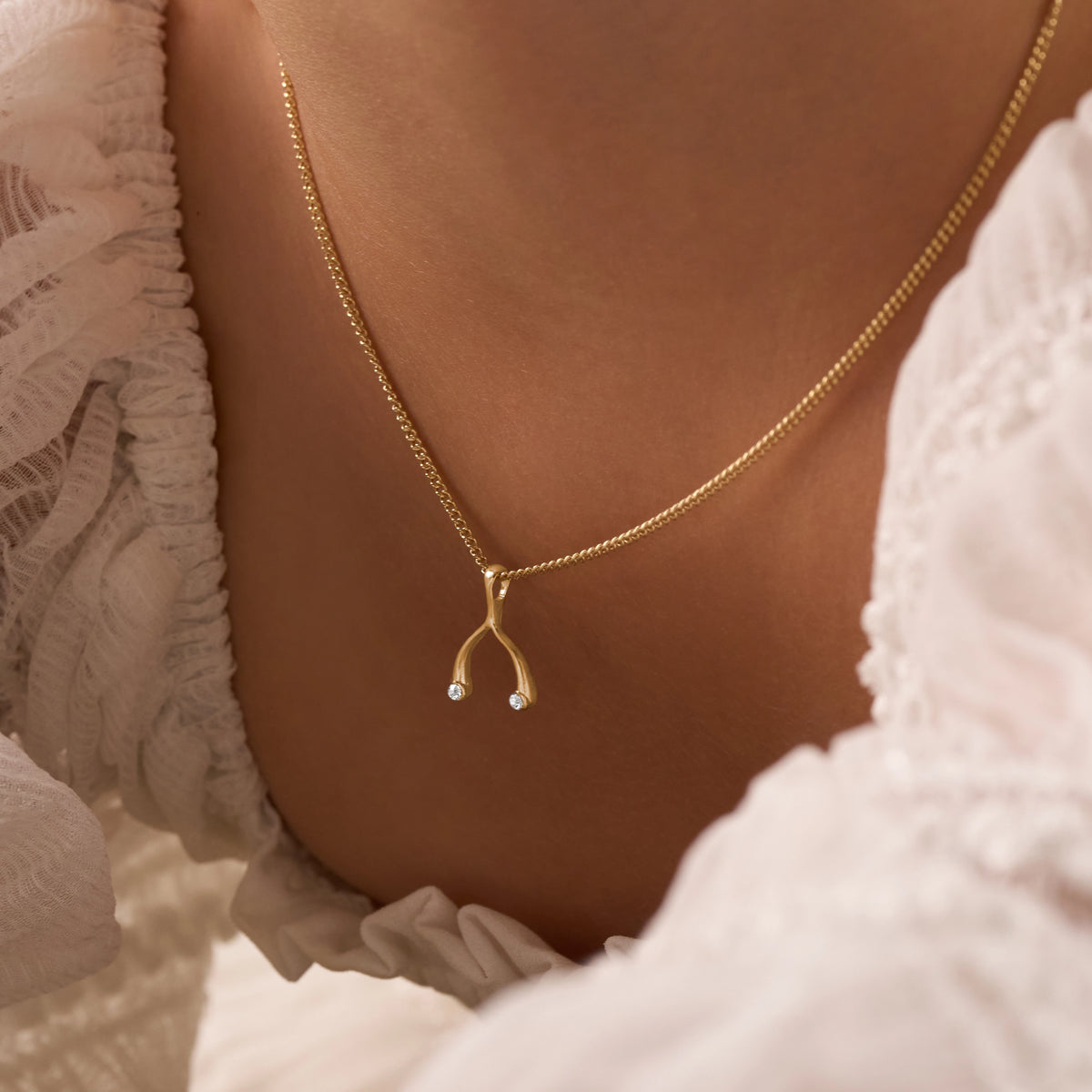 Hopeful Charm Wishbone Kids Necklace – image 2