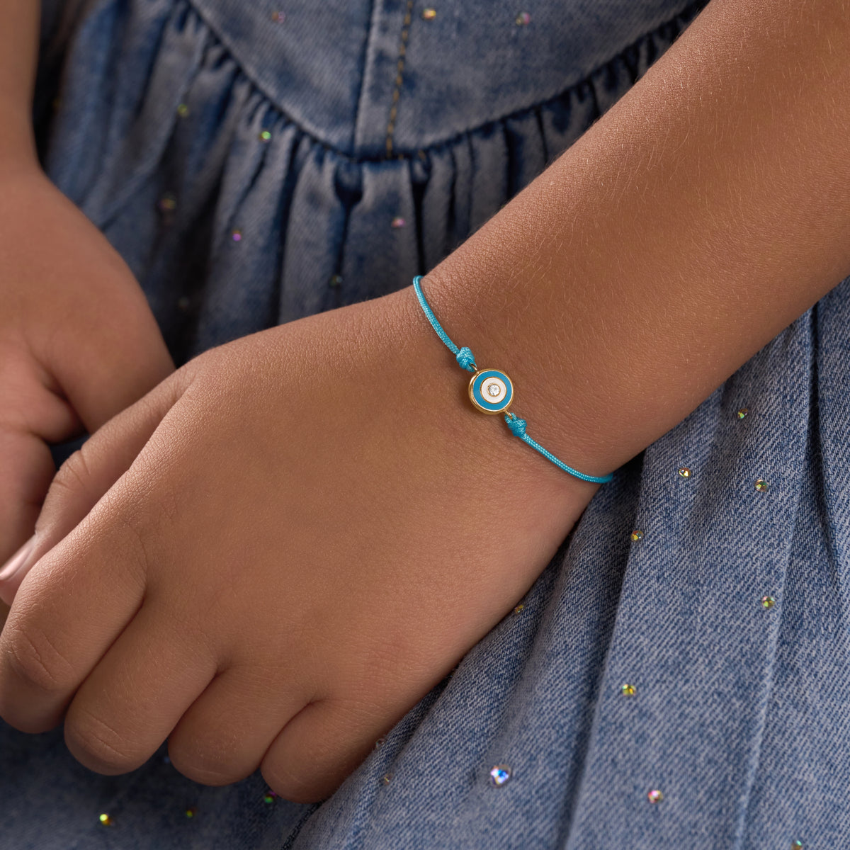 Gentle Wishes Light Blue String Evil Eye Kids Bracelet – image 2