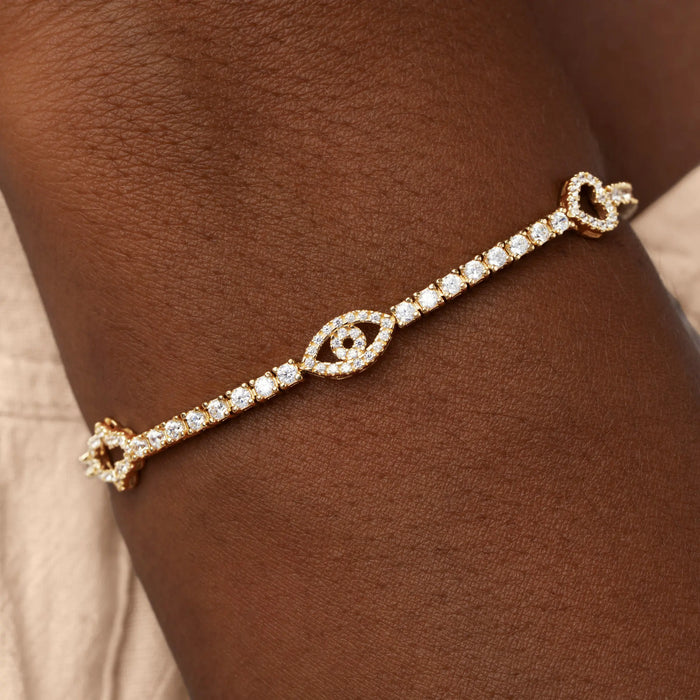 Serene Guardian Hamsa Heart Evil Eye Bracelet