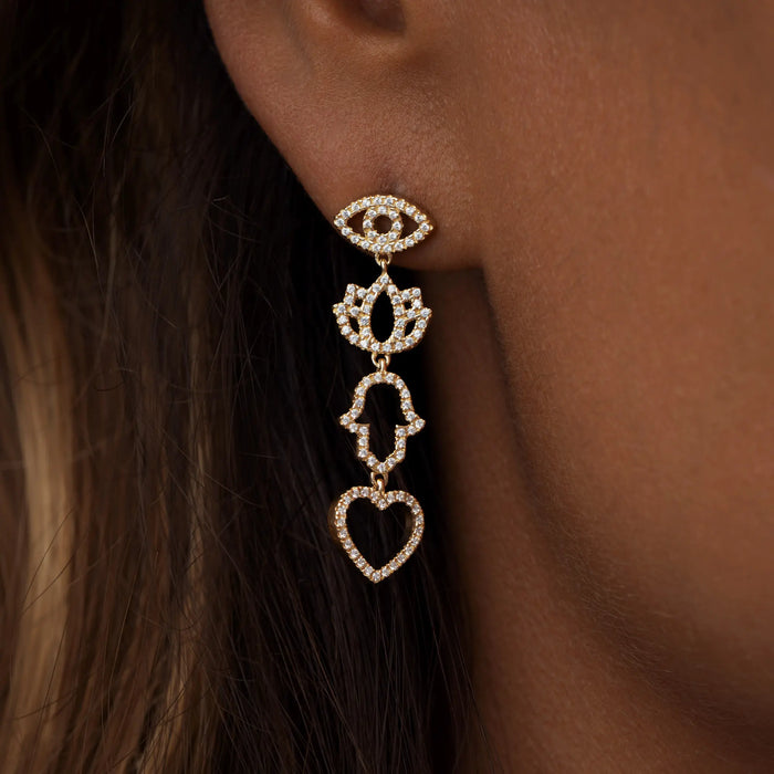 Radiant Insight Multi-Charm Dangle Earrings