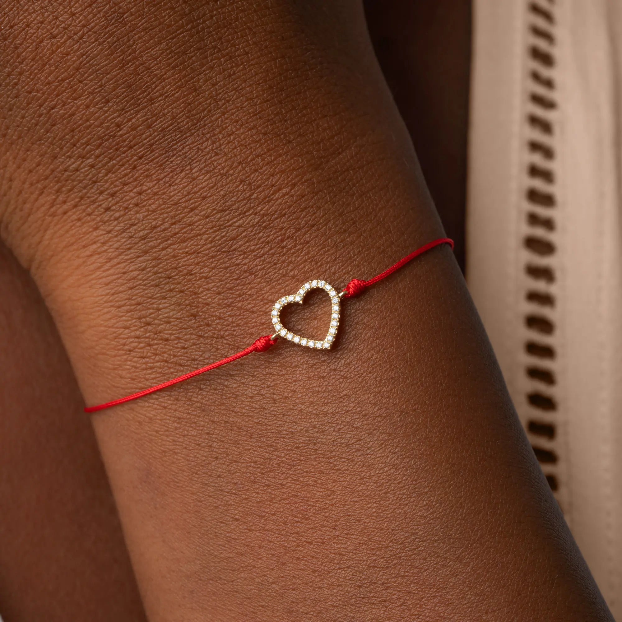 Enduring Affection Heart Red String Bracelet