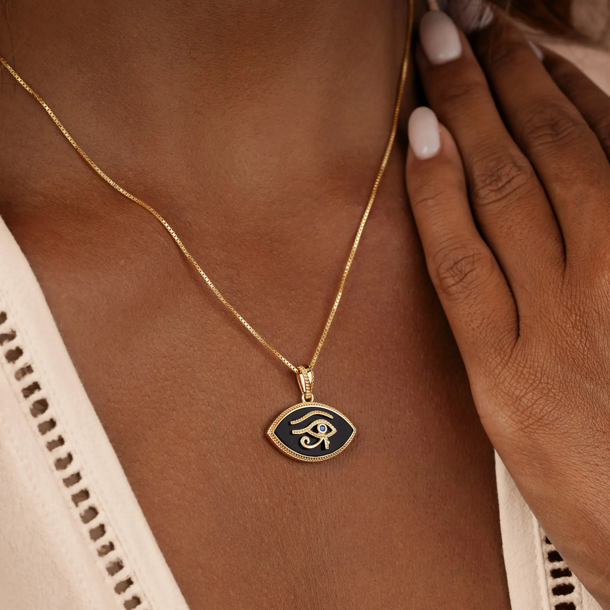Sacred Gaze Eye of Horus Gold Necklace