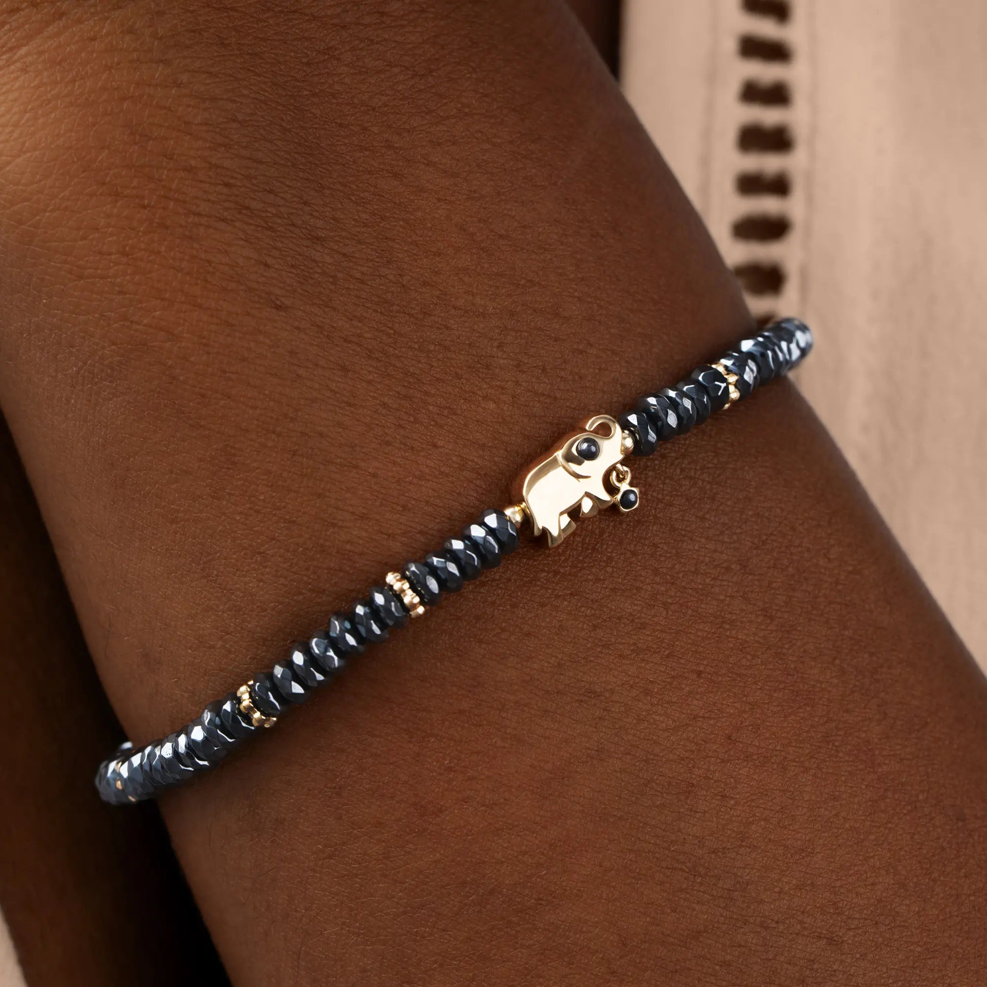 Silent Sentinel Elephant Hematite Bracelet