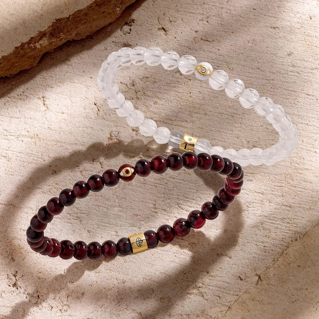 Pure Light Crystal Quartz April Birthstone Evil Eye Kid's Bracelet