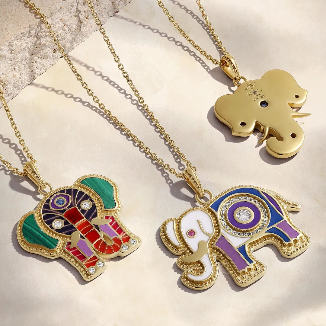 Tranquil Aura Elephant Multi-Gemstone Necklace