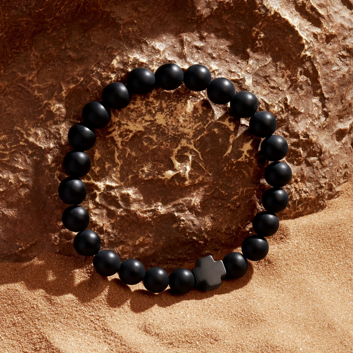 Protected Faith Black Onyx Cross Bracelet