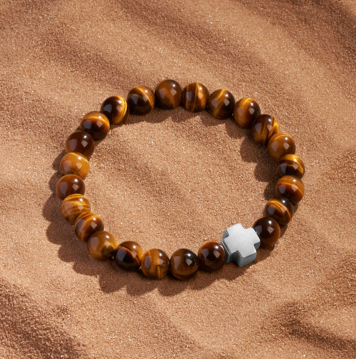 Clear Consciousness Tiger’s Eye Cross Bracelet