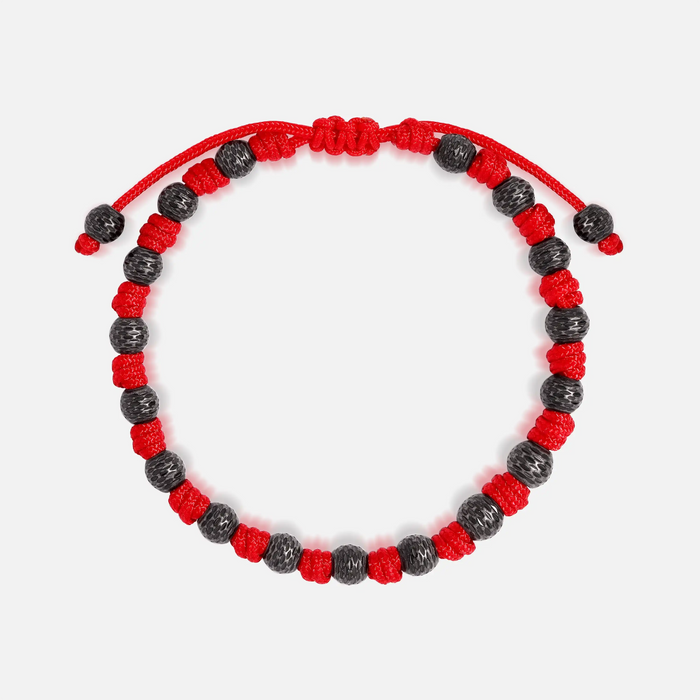 Crimson Resolve Red Macramé Knotted Bracelet