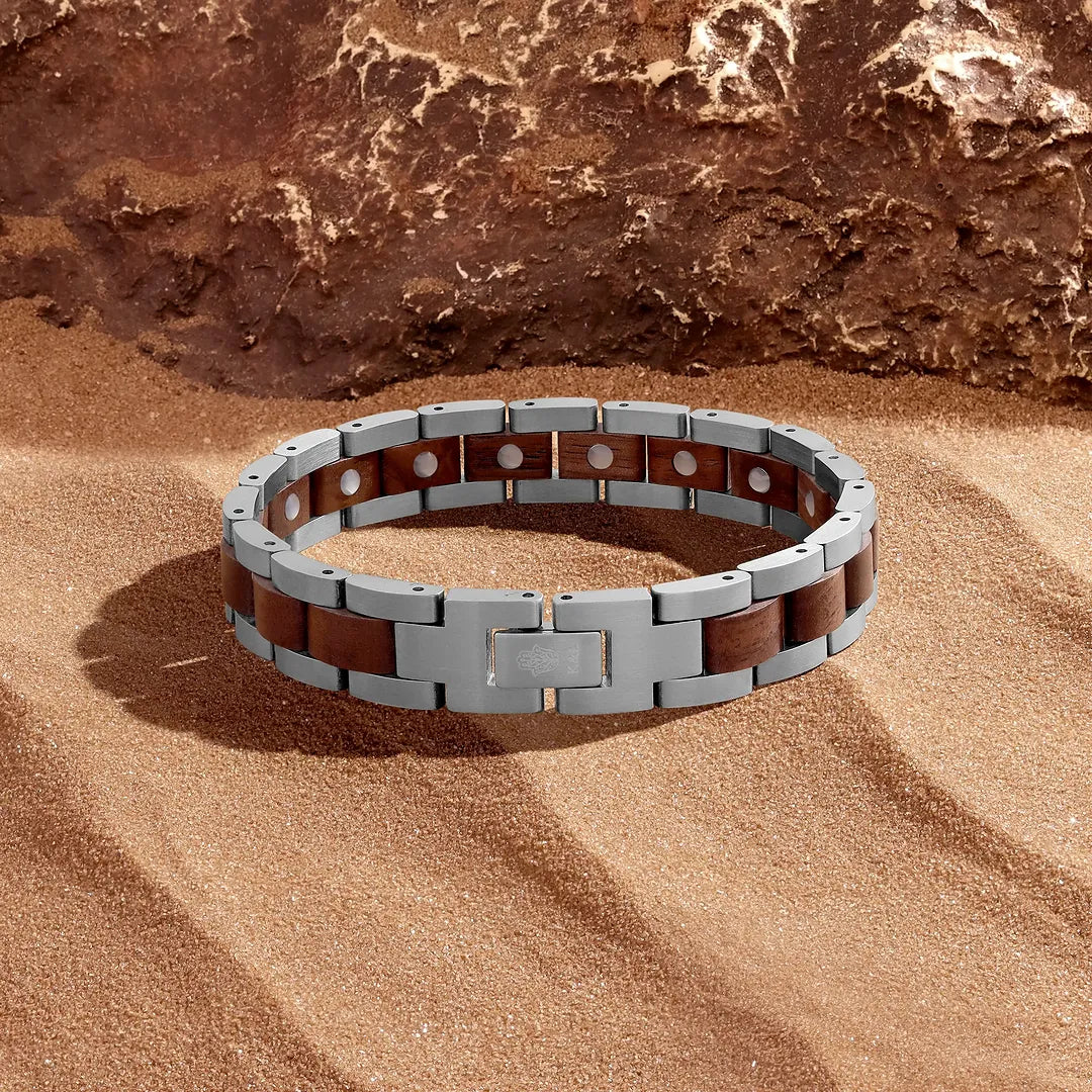 Steadfast Origin Stainless Steel Walnut Wood Bracelet