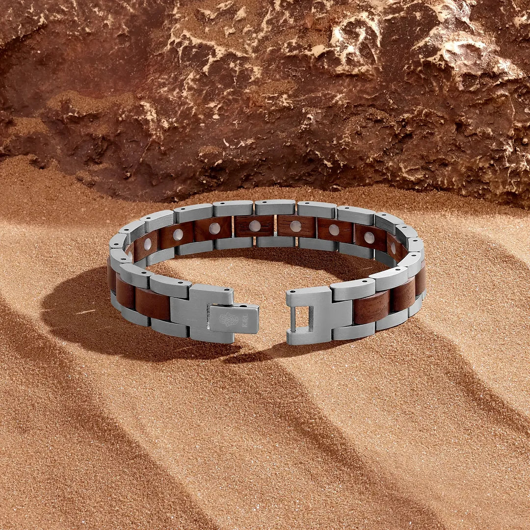 Steadfast Origin Stainless Steel Walnut Wood Bracelet