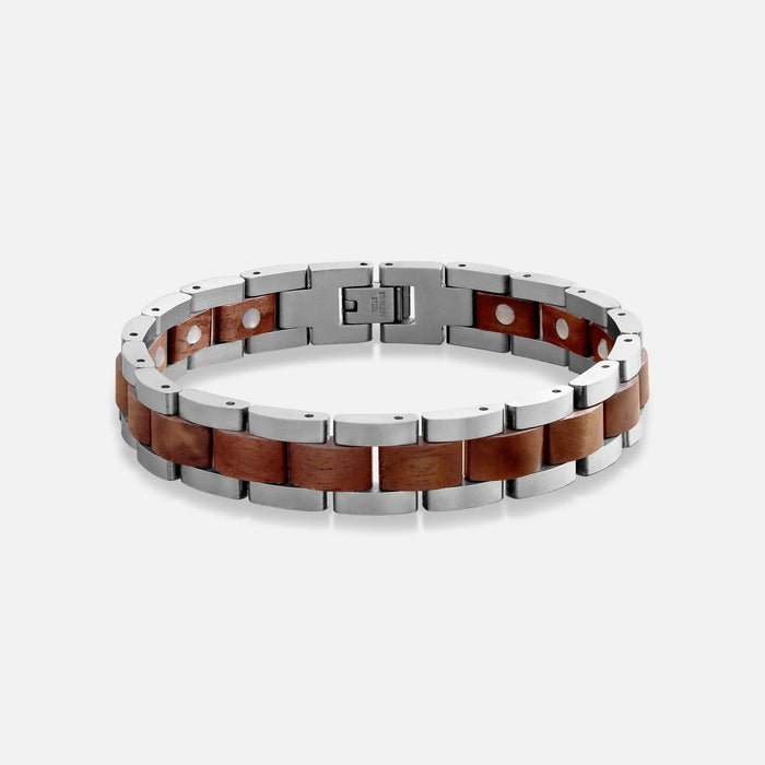 Steadfast Origin Stainless Steel Walnut Wood Bracelet