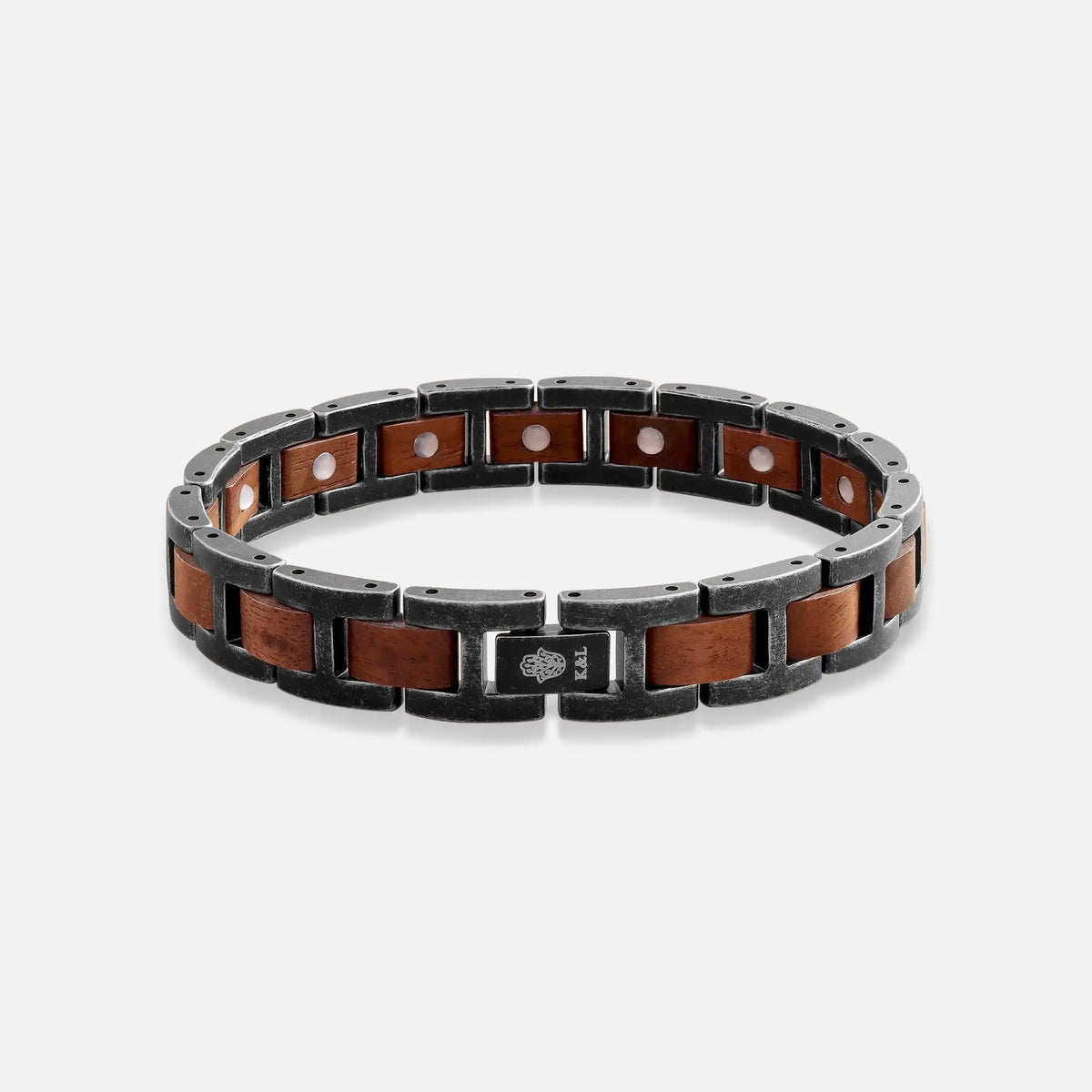 Legacy Anchor Antique Steel Walnut Wood Bracelet