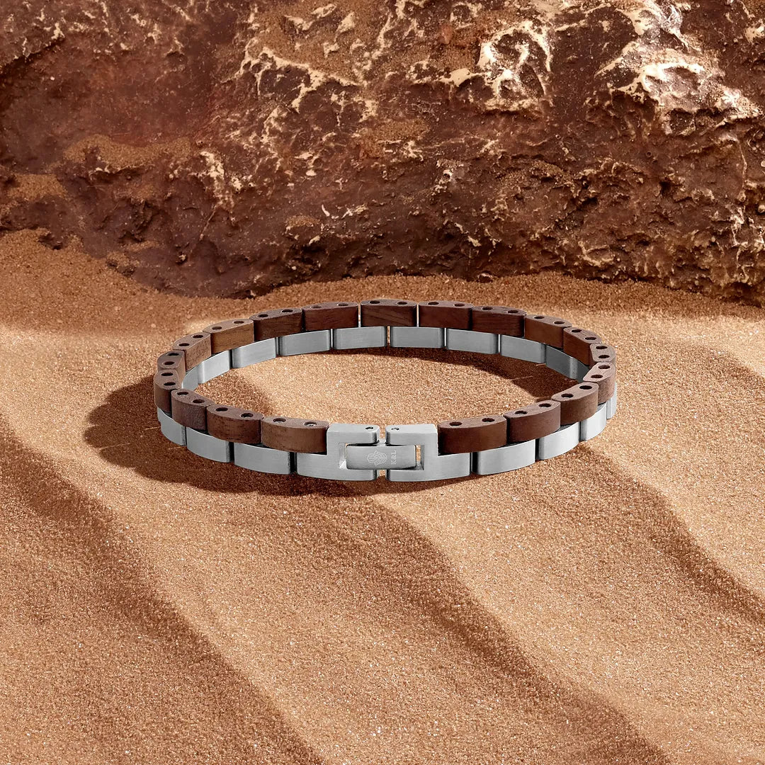 Rooted Horizon Stainless Steel Walnut Bracelet