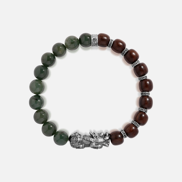 Elemental Balance Wood & Jade Dragon Bracelet