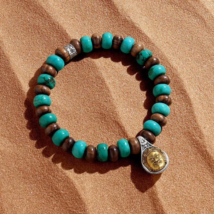 Peaceful Current Turquoise Wood Bracelet