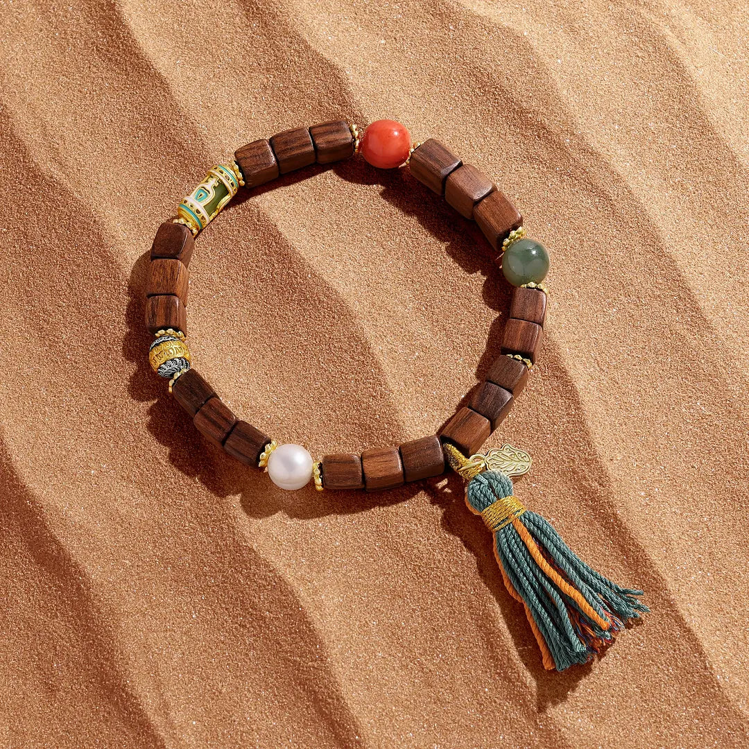 Vital Balance Wood Jade Coral Bracelet
