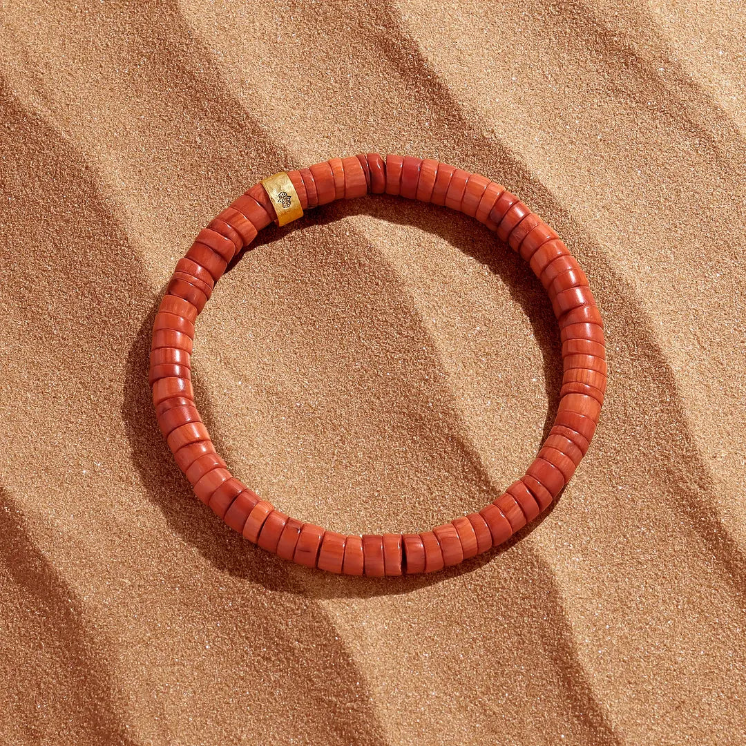 Inner Warmth Coral Heishi Bracelet