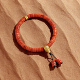 Guiding Flame Guru Coral Heishi Bracelet