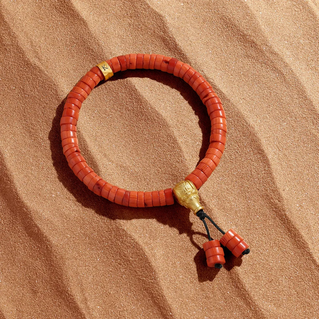 Guiding Flame Guru Coral Heishi Bracelet