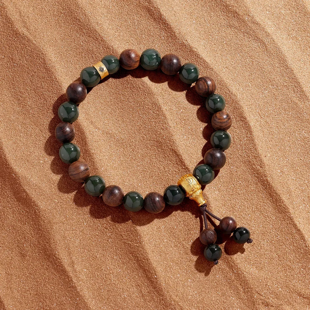 Steadfast Path Wood & Jade Guru Bracelet