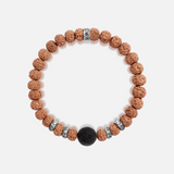 Evening Ground Obsidian & Rudraksha Bracelet